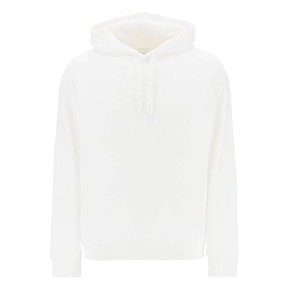 Men's White Cotton Terry Cloth Sweatshirt with Tonal EKD Logo